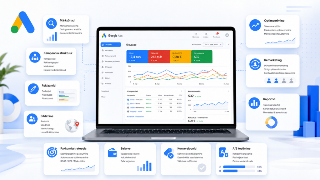 Настройка и ведение Google Ads: кампании, ключевые слова, конверсии и аналитика