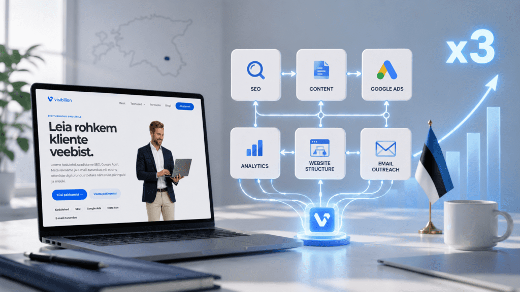 Недельный рост Visibilion.ee в SEO, Google Ads, Meta Ads, SSB.ee и digital marketing системе