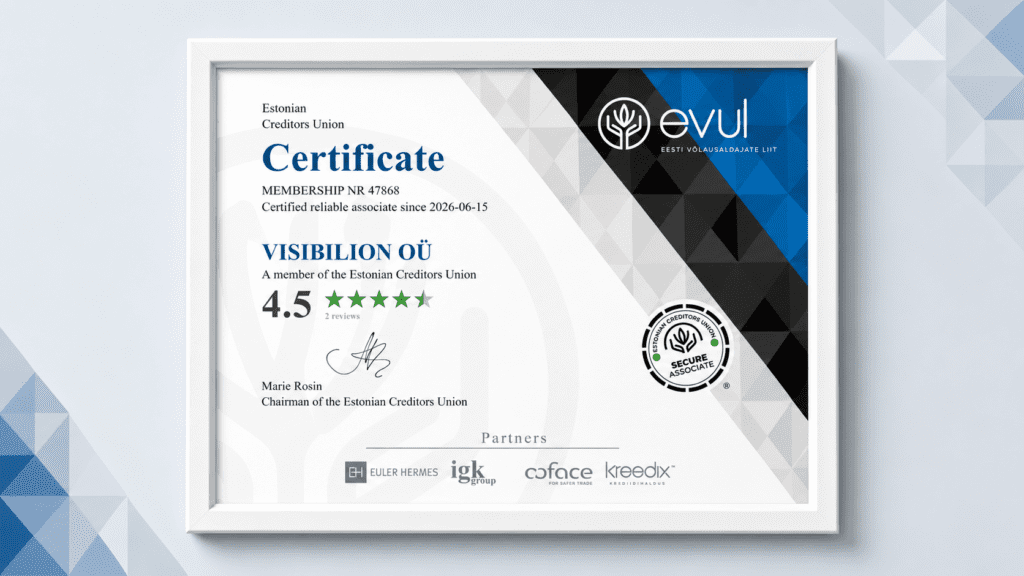 Visibilion OÜ EVUL trusted partner certificate